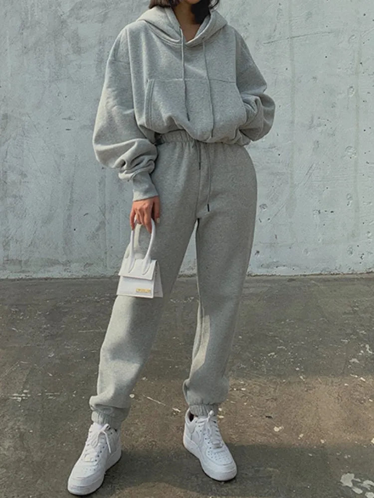 New Hoodies Suit Winter Spring Tracksuit Two Pieces Set Sports Pullover Sweatpants Sweatshirt Mujer
