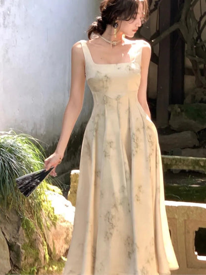 Satin Midi Dresses for Summer New Korean Vestido Wedding Evening Party Prom Clothes Female Robe