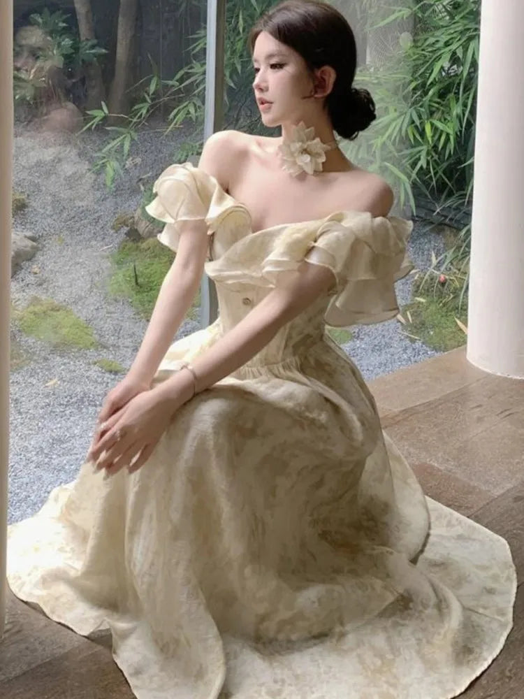 Summer New Midi Dresses for Birthday Party Dress A-line Prom Robe Wedding Vestido Mujer