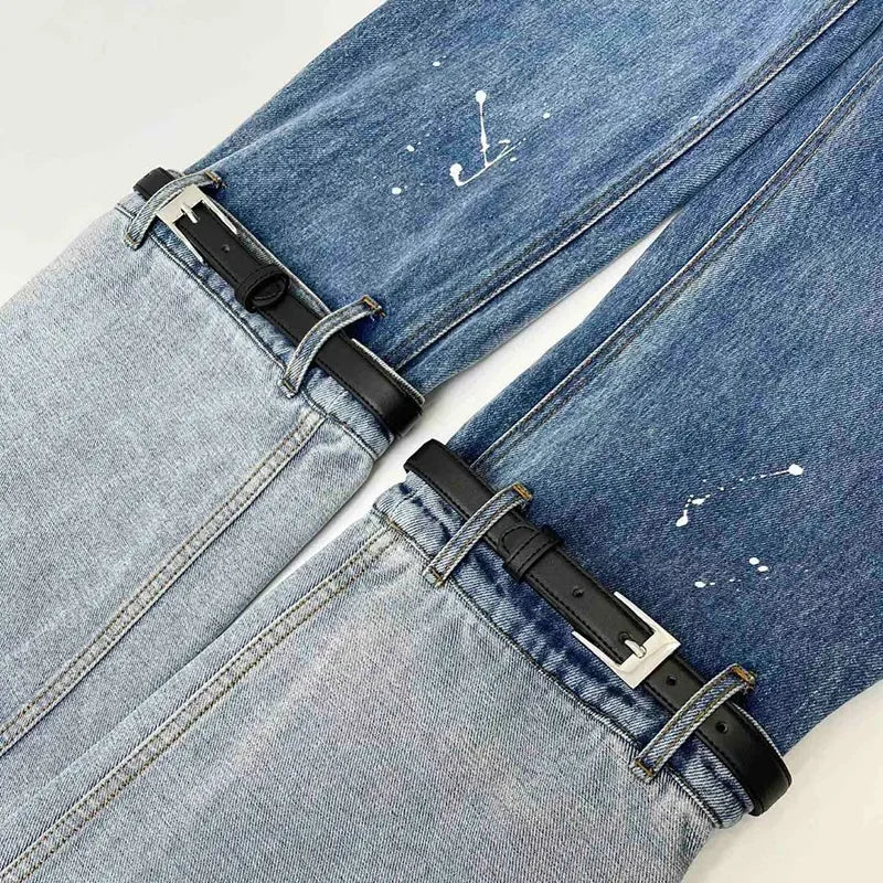 Patchwork Jeans High Street Denim Pant New Y2k Trousers Clothes