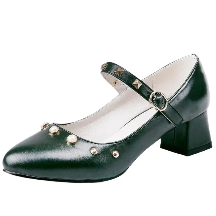 Big Size Shoes Woman Female Footwear Rivets Studs Large Size Summer Dress Pu Tpr Med Rome Hoof Heels Rivets Studs Big Size Shoes