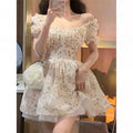 Print Mini Dresses Puff Sleeve Mori Girl Style Sweet Spring Summer Dress Korean Vestidos Mujer