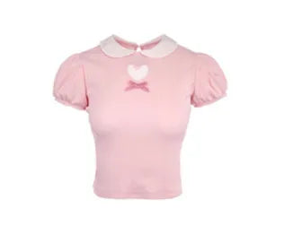 Summer New Years Top Basic T Shirt Doll Neck Cotton Shortsleeve Tshirt