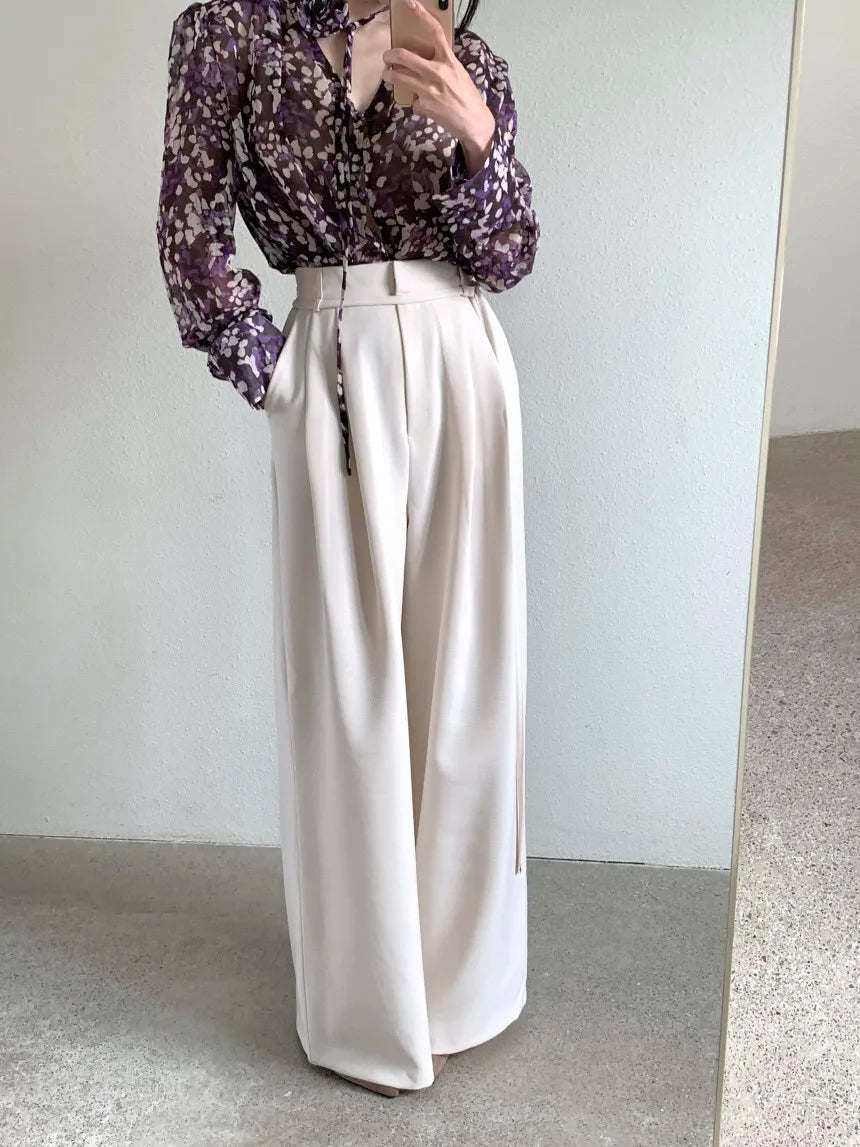 Drop Feeling Wide Leg Suit Pants Spring New High Waist Slimming Versatile Straight Leg Long Trousers
