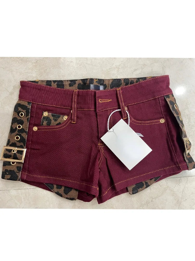 Summer Woman Gyaru Hot Kpop Pants Clubwear Jean Hot Shorts Denim Sweet Shorts Pockets Zipper Low Waist Patchwork