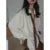Autumn Minimalist Long Sleeve Button Up Shirt Korean Style Tie Oversize Shirts Blouse Loose Clothes Autumn Tops