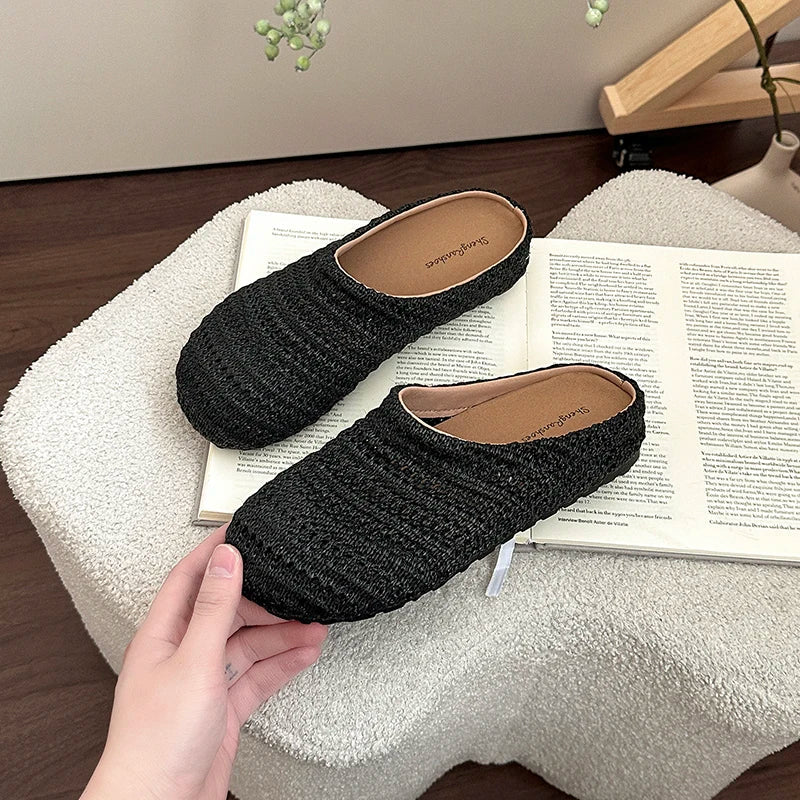 Summer Breathable Hollow Out Mules Slippers Slip on Singbacks Shoes Dress Slides