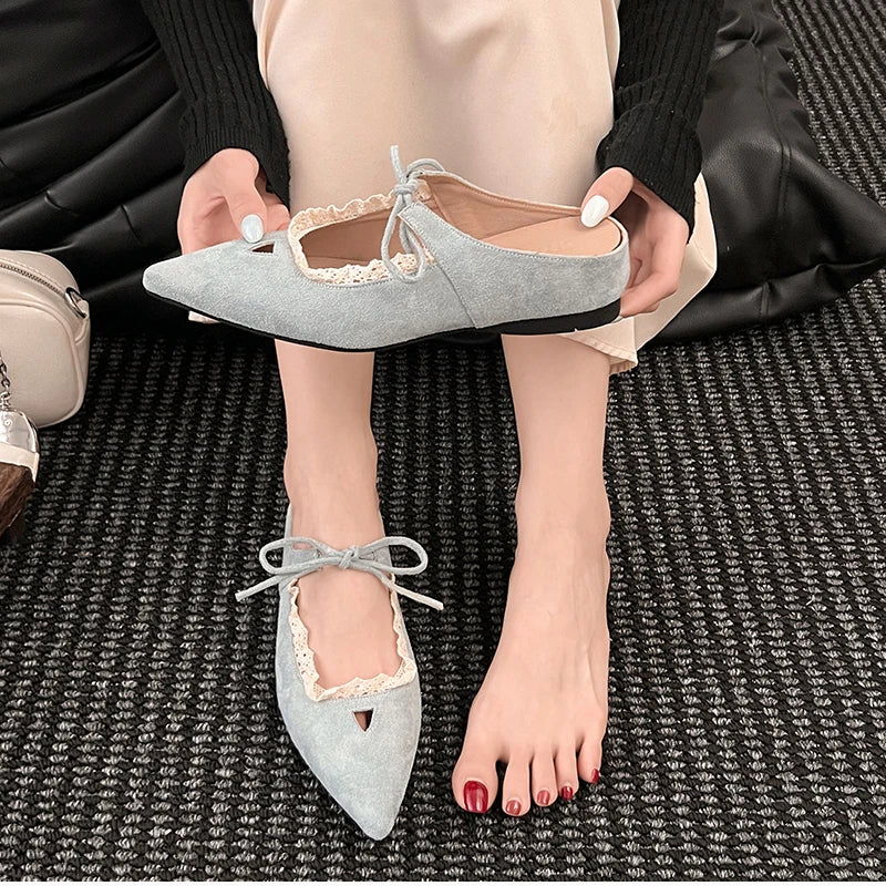 Designer Summer Pointed Toe Mules Slippers Dress Street Style Slip on Shoes