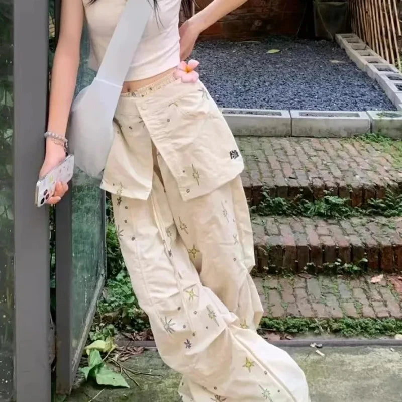 Y2k Baggy Cargo Pants American High Waist Trousers Korean Harajuku Wide Leg Pants New