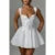 Corset Dress Color Square Collar Sleeveless Lace Trim Hem a Line Mini Dress Evening Party Dresses