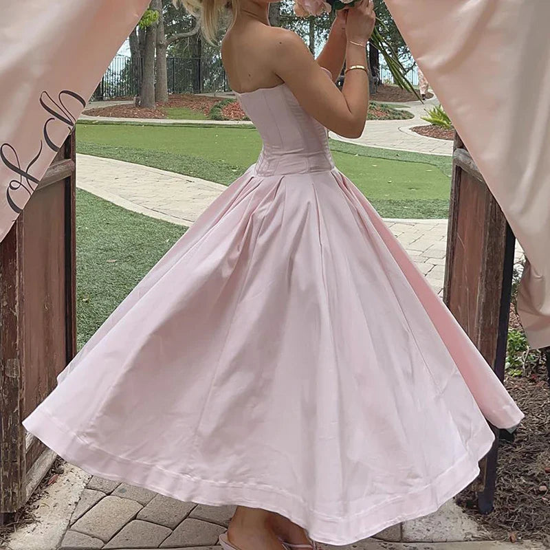 Multi Color Slim Long Dresses V Neck Wrap Chest Waist Party Dress Hollow Off Shoulder Pleated Dress