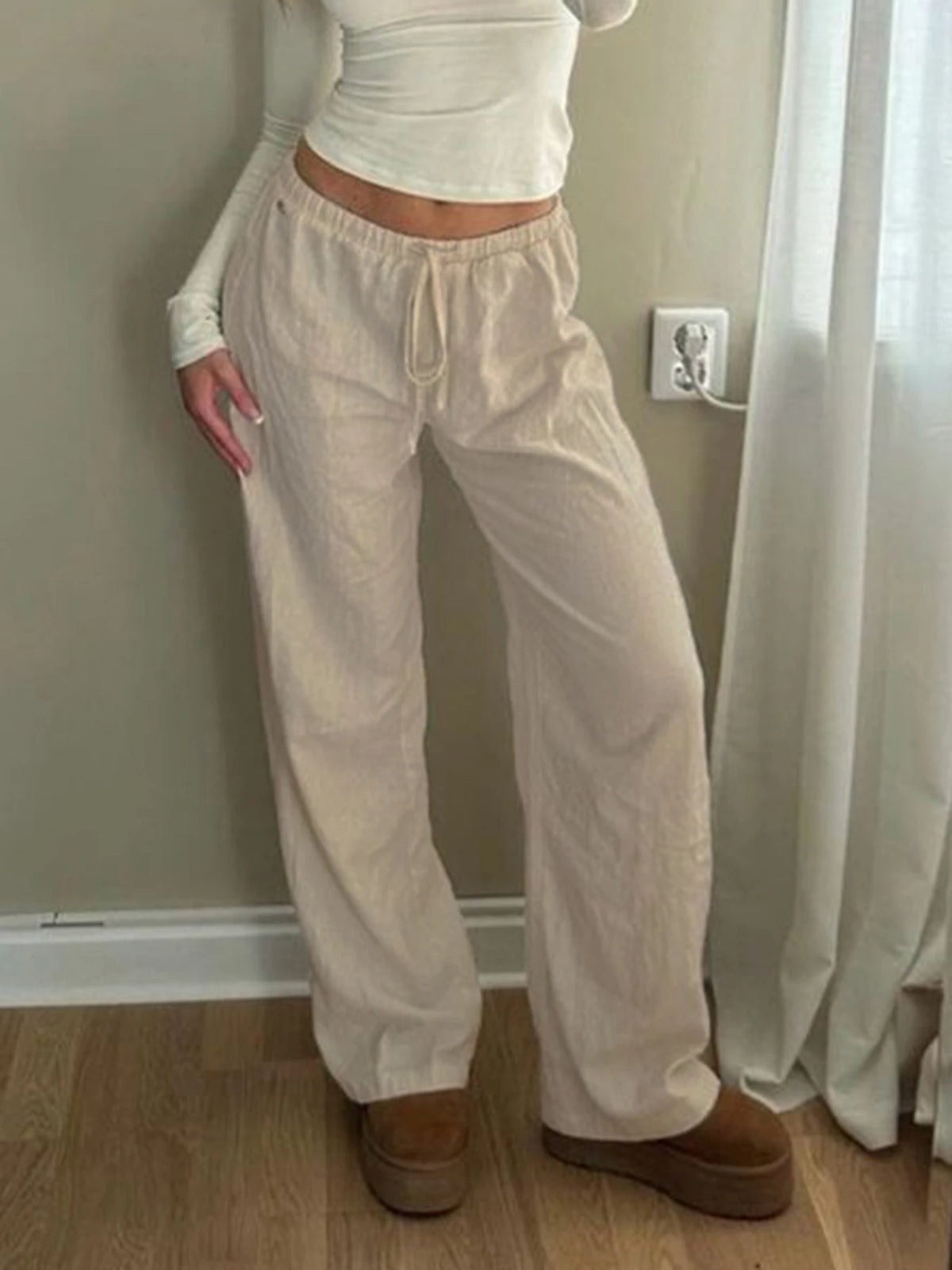 Loose Straight Leg Pants for Simple Lazy Comfortable Summer Vacation Trousers