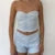 Fairy Grunge Lace Trim Strapless Tube Top + Shorts 90s 2 Piece Set Outfits Chest Wrap Backless Crop Top Camis