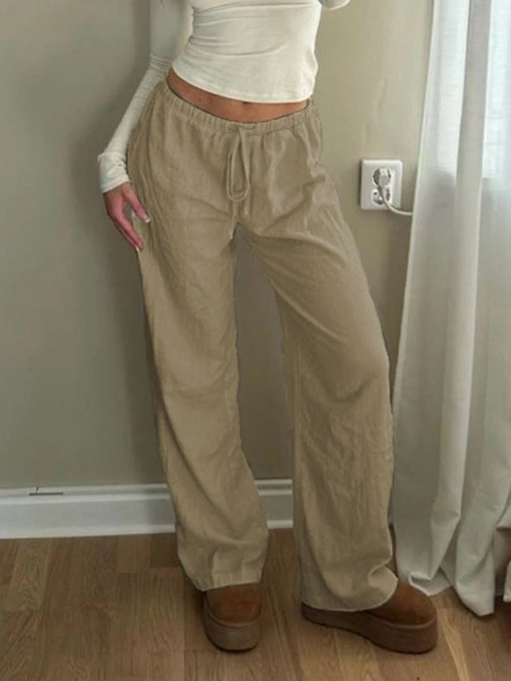 Loose Straight Leg Pants for Simple Lazy Comfortable Summer Vacation Trousers