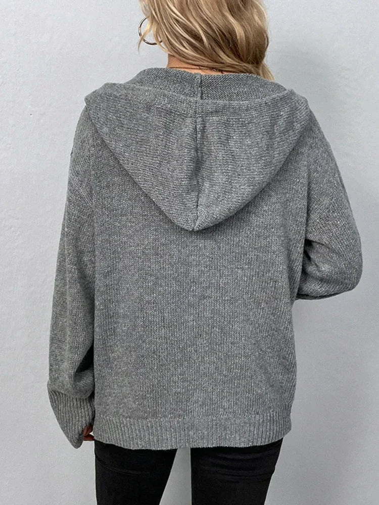 Cardigan Hooded Sweater Autumn Winter Korean Loose Oversize Long Sleeve Top Jumper Sweater Clothing