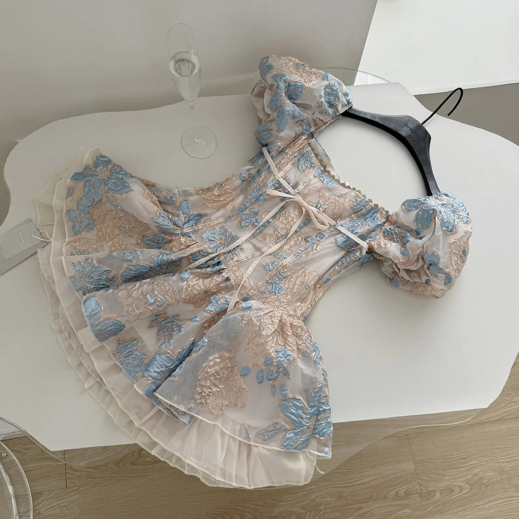 2000s Y2k Mini Dress French Dress Evening Party Clothing Outwear Short Sleeve Bodycon Summer