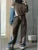 2 Piece-set Drawstring Trousers Contrast Lace-up Autumn Pullover and High Waist Pants Outfits Tracksuit