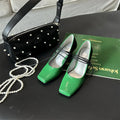 Squaretoed Mary Jane Shoes Pumps Mixed Colors Designer Slingback Shoes Female Retro Ankle Straps High Heels Mary Jane
