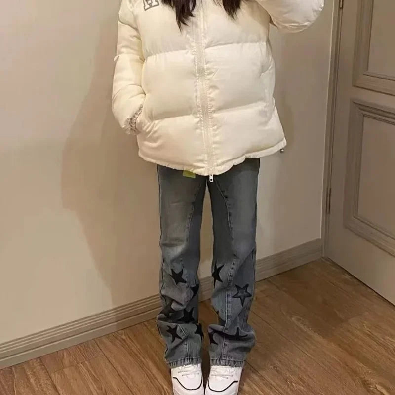 Star Y2k Jeans Acubi Harajuku Baggy Grunge Denim Pants Korean Trousers Aesthetic