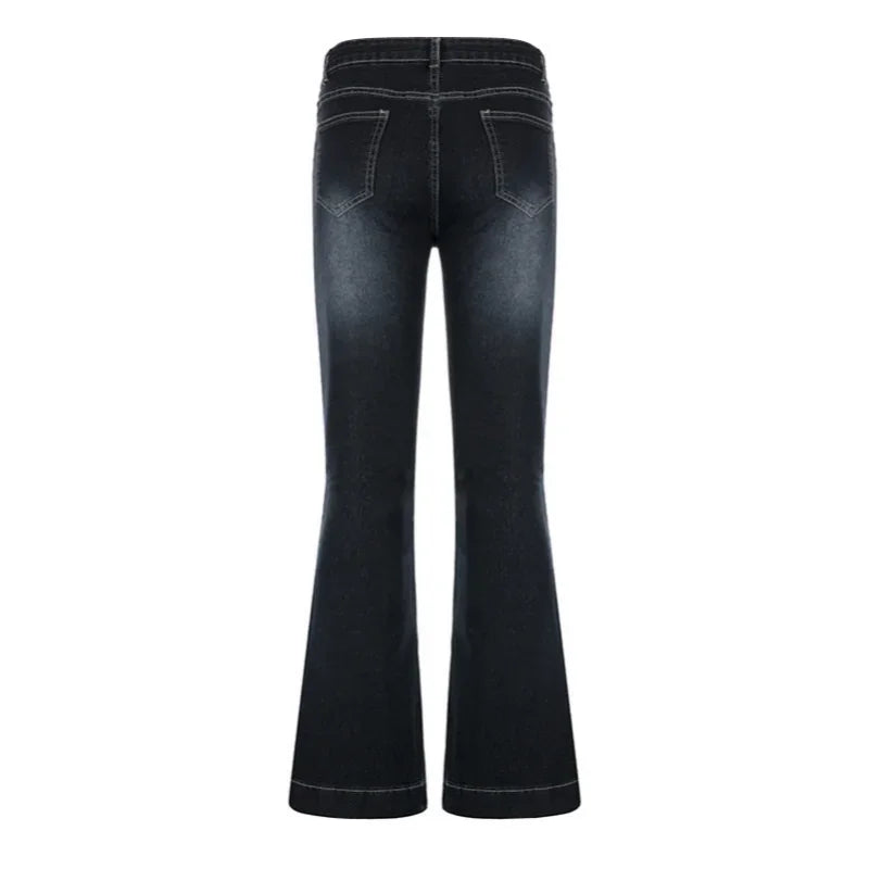 New Flare Jeans Low Waist Trousers Aesthetic Denim Pants Mom Korean Y2k Jeans