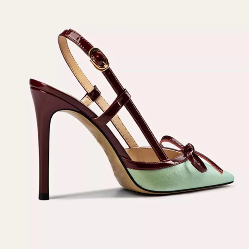 Satin Bow High Heels Pointed Toe Fine High Heel Sandals Muller Pumps Designer Party Dress Shoes