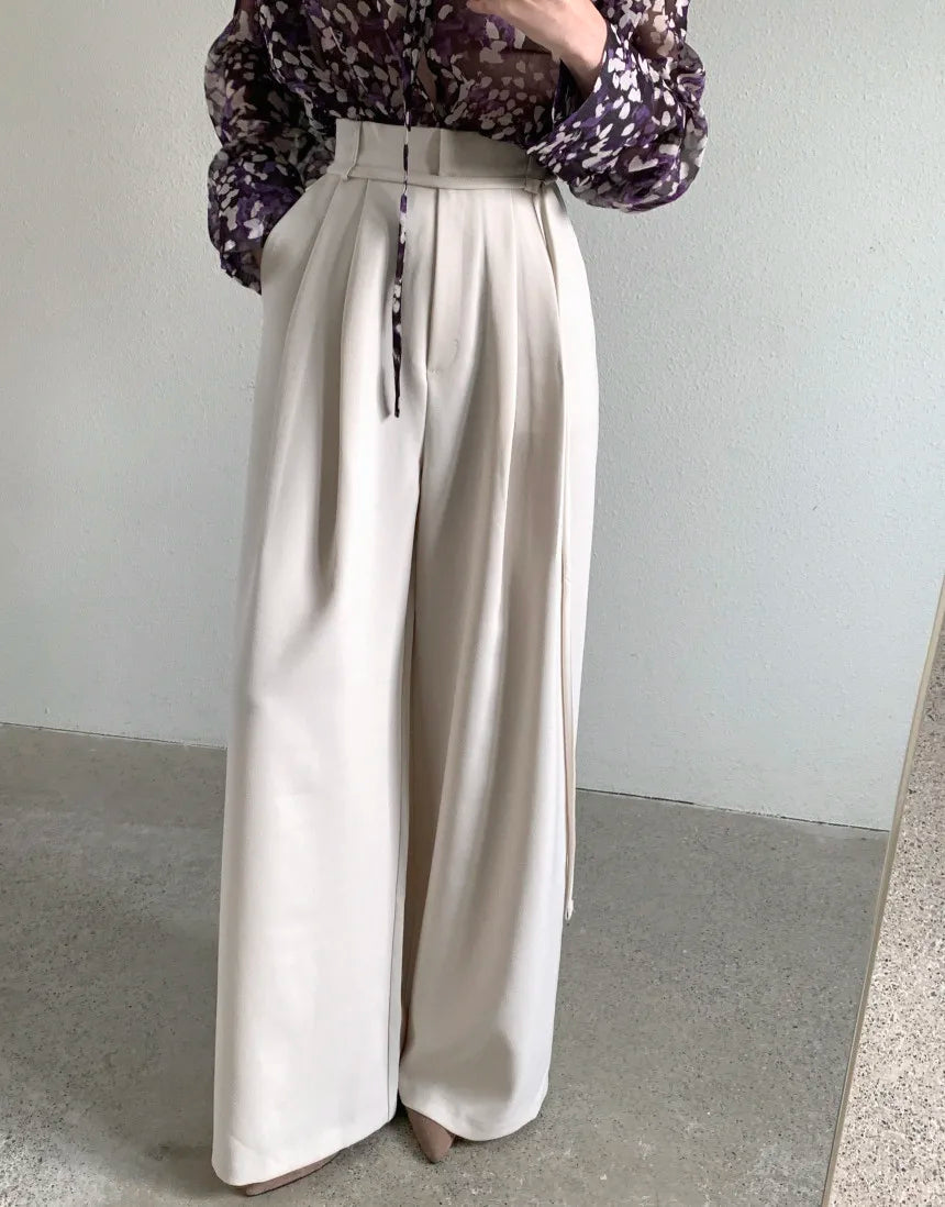 Drop Feeling Wide Leg Suit Pants Spring New High Waist Slimming Versatile Straight Leg Long Trousers