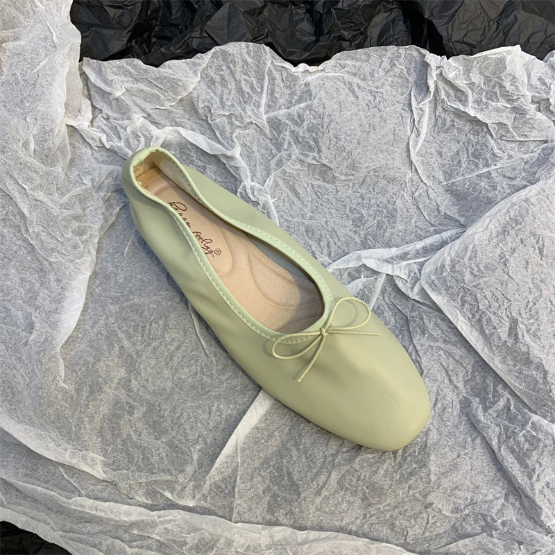 Spring Flats Ballerina Shoes Brand Square Toe Flat Ballet Shoe Female Slip on Loafers Zapato