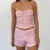 Fairy Grunge Lace Trim Strapless Tube Top + Shorts 90s 2 Piece Set Outfits Chest Wrap Backless Crop Top Camis