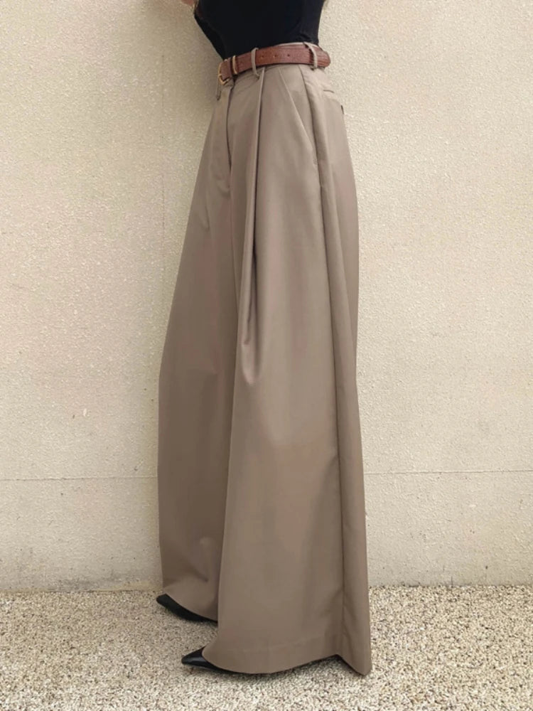 Spring Wide Leg Pants High Waist Korean Loose Trousers Pockets Female