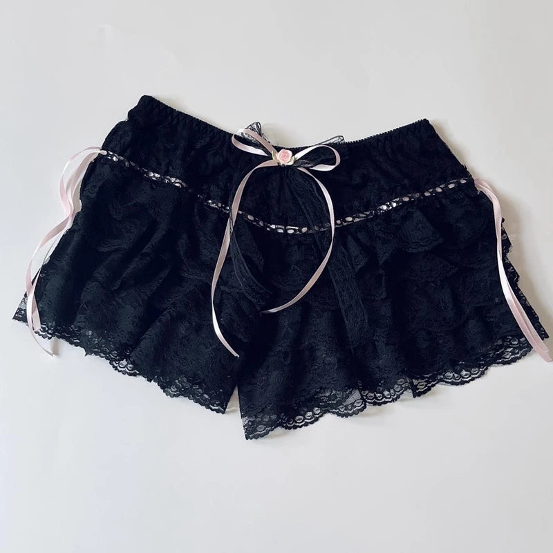 Cottage Coquette Y2k 00s Shorts Kawaii Lace Trim Multi-layers Bottoms Fairycore Retro Lolita Sweet Pettipants