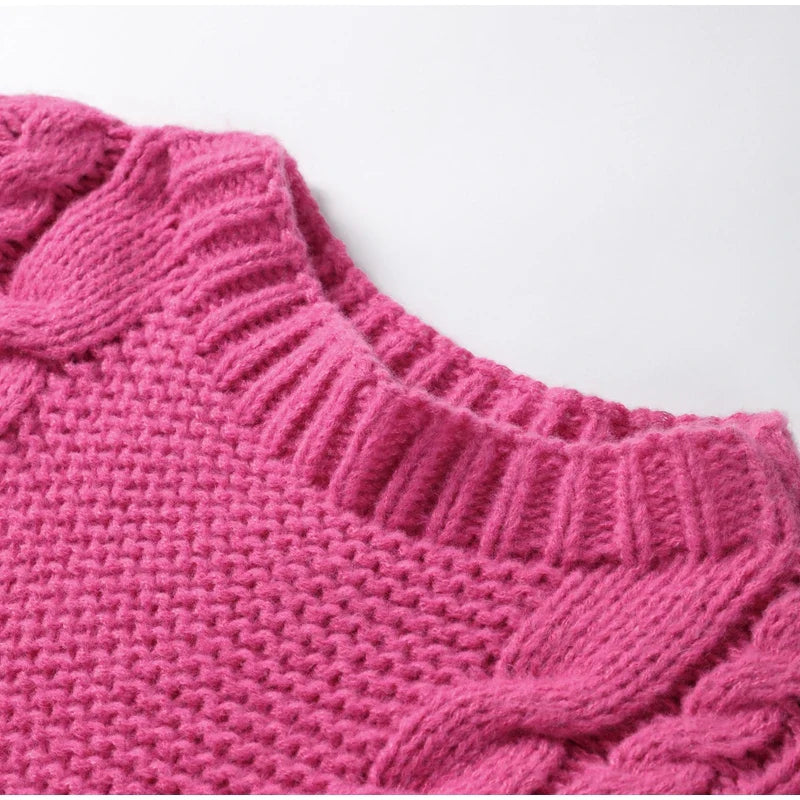 Loose Twist Knitted Sweater Pullover Oversize O-neck Long Batwing Sleeve Female Pullovers Autumn Winter Lady Sweaters