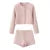 2 Pieces 1 Set French Style Retro Pink Plaid Woven Tweed Blazer + High Waist Mini Shorts Pants Suits