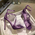 Silk Thin High Heels Brand Banquet Dress Shoes Open Toe Crosstied Pumps Designer Sandals Female