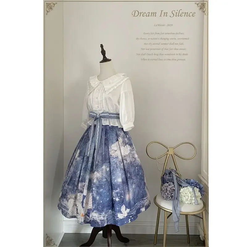 Lolita Halflength Skirt for Woman Gift Belt Skirt Midlength Skirt