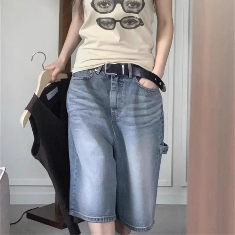 Y2k Clothes Denim Cargo Pants Spring Summer Ankle Length Trousers Pantalones De Mujer
