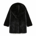 Lapels Faux Fur Coat Winter Brand Designer Fluffy Fox Fur Jacket Furry Overcoats Girl Stylish Long Outerwear