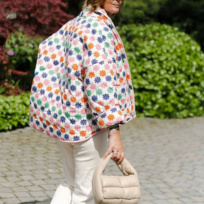 Patchwork Print Jacket Coats for Autumn Winter Long Sleeve Cotton Warm Cardigan Coat Female Outwear
