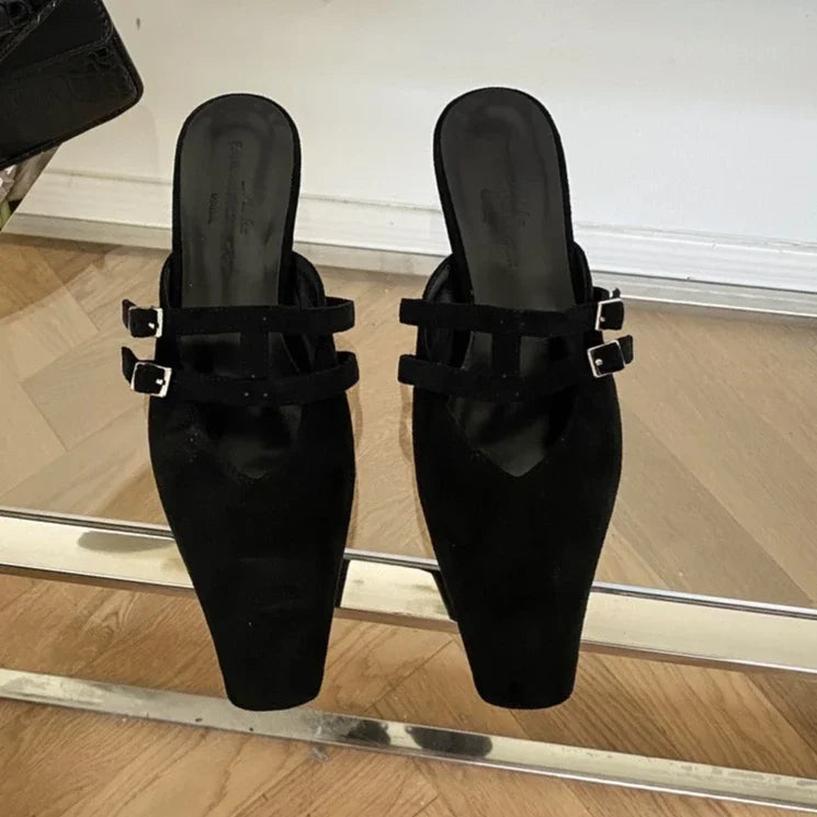 Narrow Band Slippers Woman Shallow Flat Slide New Brand Low Heel Slingback Sandals Pantuflas Mujer
