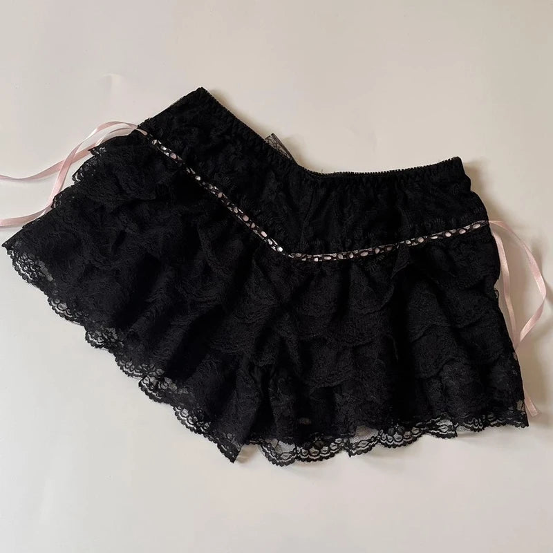 Cottage Coquette Y2k 00s Shorts Kawaii Lace Trim Multi-layers Bottoms Fairycore Retro Lolita Sweet Pettipants