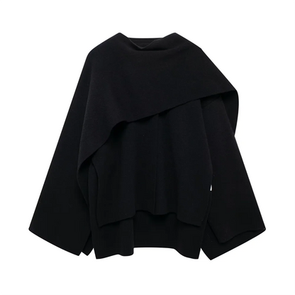 Winter New ’s Clothing Slim Fit Simple Lazy Style Scarf Cape Style Round Neck Long Sleeve Short Knitted Coat Coat