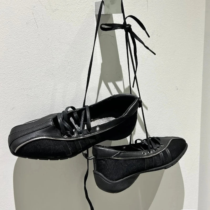 Autumn Black Ballet Shoes Flat Cross Strap Functional Shoes Comfortable Soft Bottom Mary Jane Shoes Ballet Sneakers