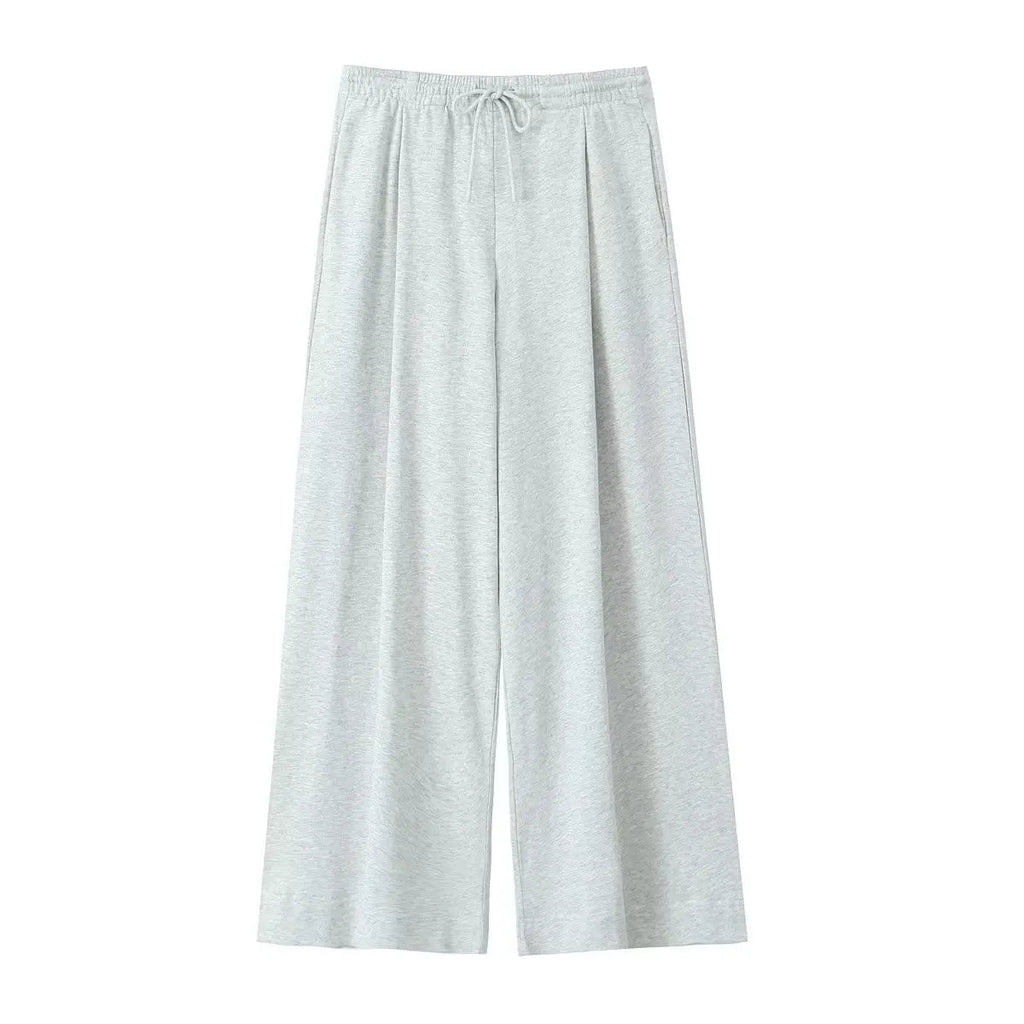 Woman Drawstring Long Pants Autumn High Waist Loose Wide Leg Trousers Female Sweatpants