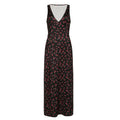 French Style Print Long Dress for Holiday Party Deep Vneck Sundress Slimfit Straight Tank Robe
