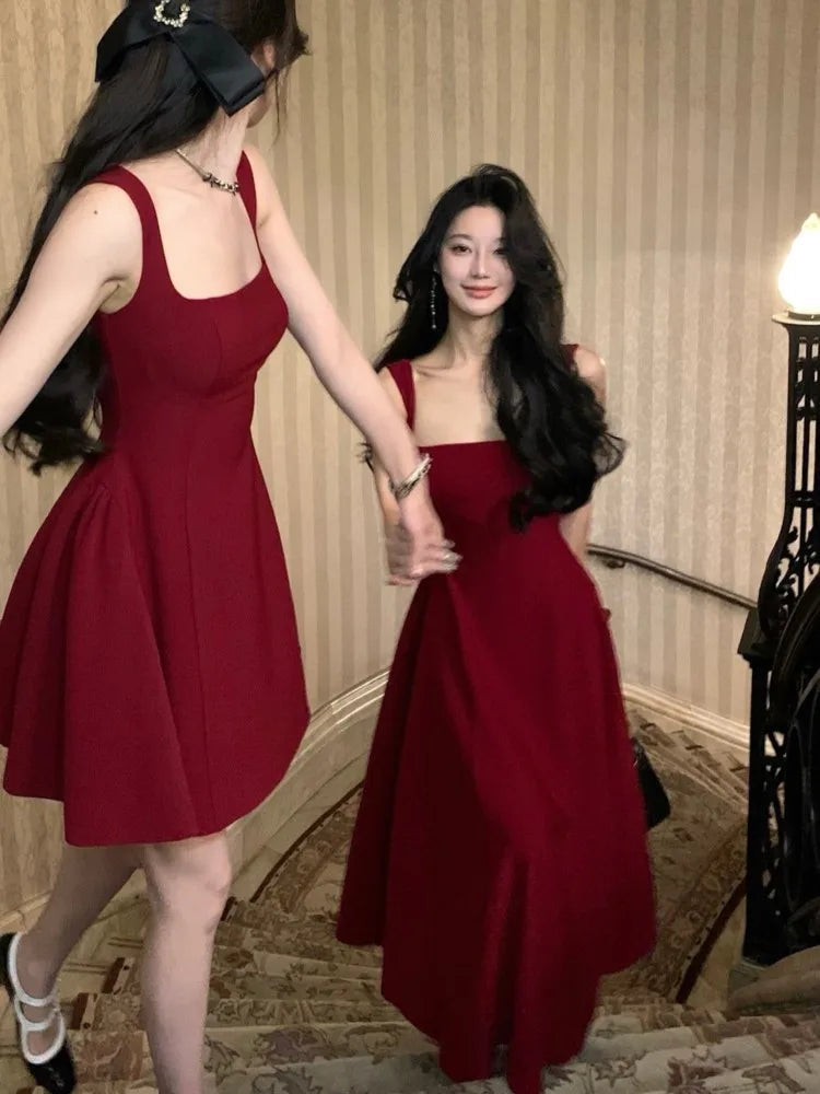 Summer Midi Dress French Holiday Party Dresses Aline Prom Robe Wedding Vestidos Clothes New