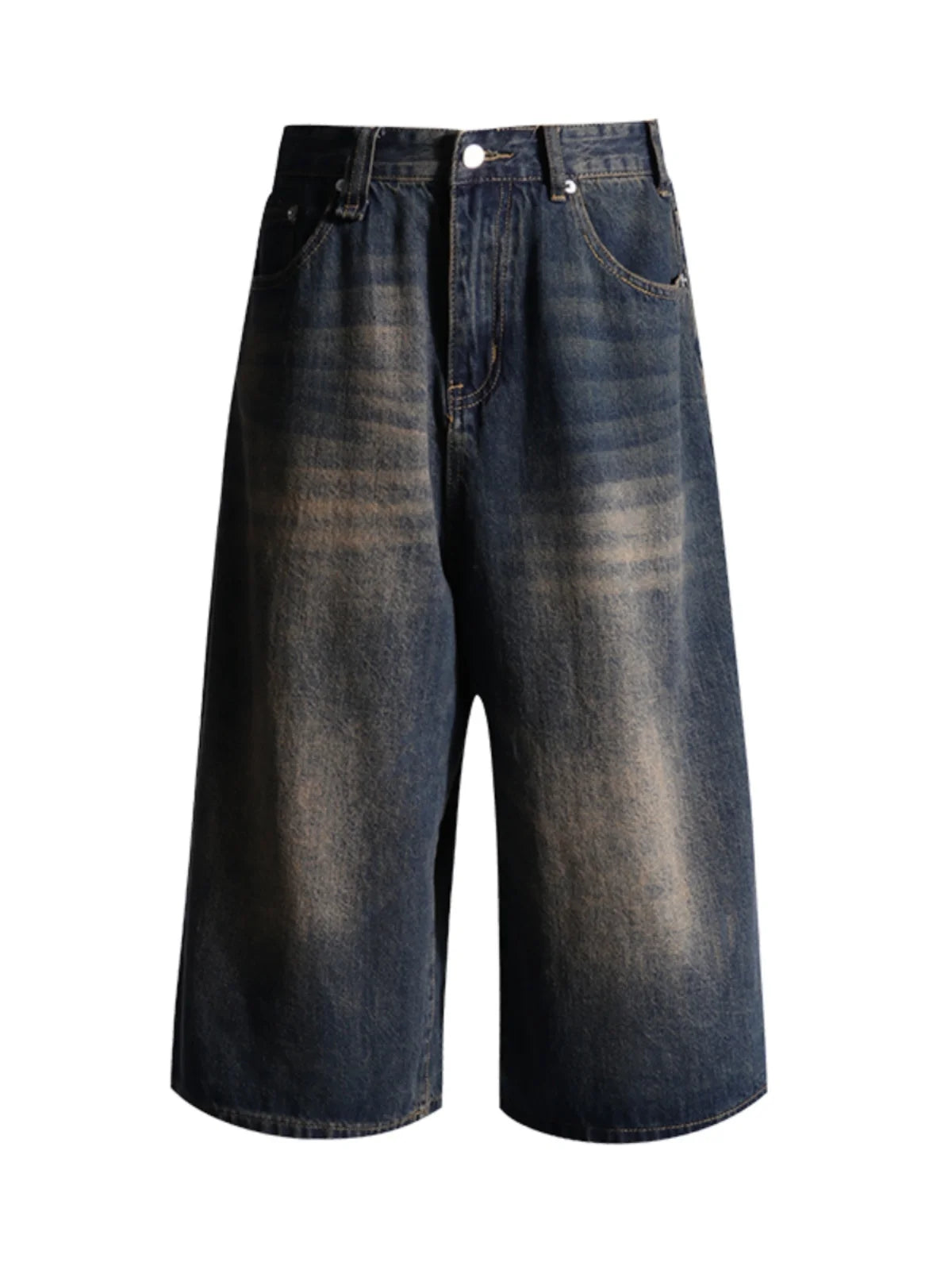 Knee Length Blue Denim Shorts 90s Aesthetic Jeans Shorts Y2k Harajuku Korean Cowboy Short Pants 2000s Clothes
