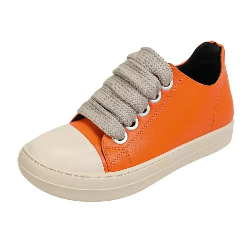 New Sneakers Hightop Flat Sport Shoes With Thick Lace Up European and American Style Couple Shoes