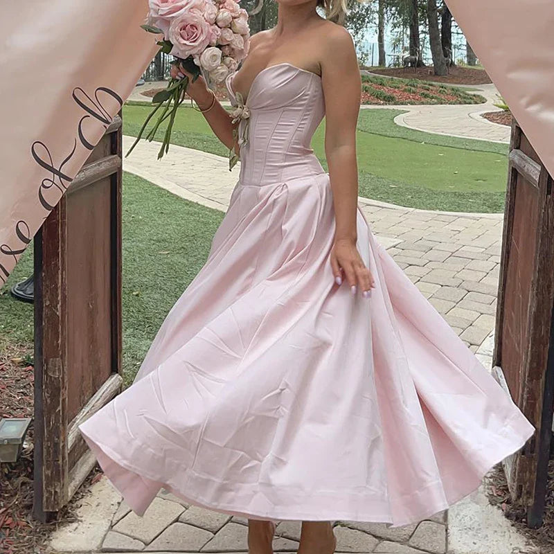 Multi Color Slim Long Dresses V Neck Wrap Chest Waist Party Dress Hollow Off Shoulder Pleated Dress