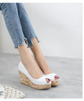3143 New Wedge Open Toe Shoes High Heel Platform Shoes Patent Leather