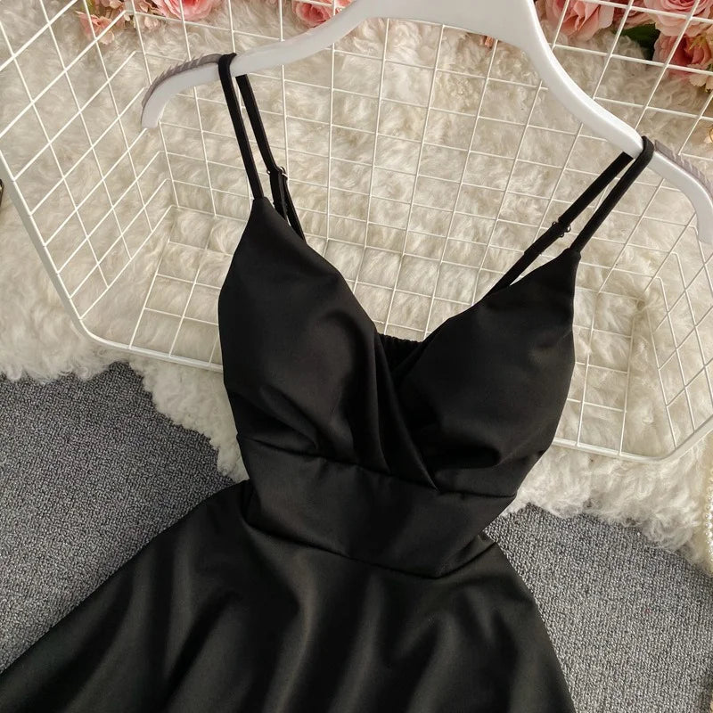 Kylethomasw Backless Club Dresses Hepburn Black Mini Dress High Waist a Line Slim Woman Dress Robe Femme