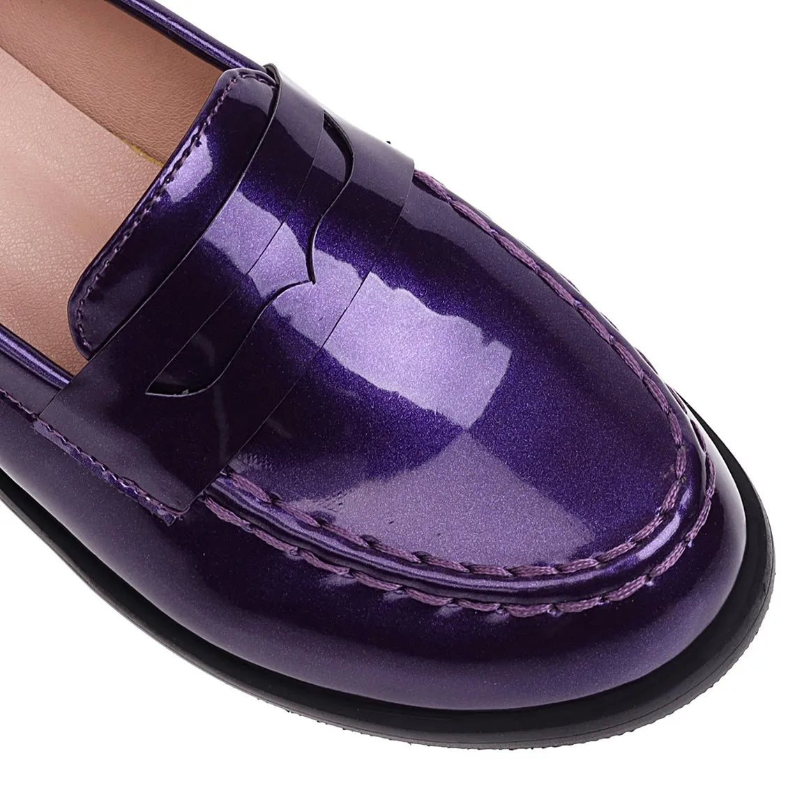 Spring Autumn New Low Heels Loafers Slip on Patent Leather Daily Work Shoes Purple Black Yellow 41 42 43